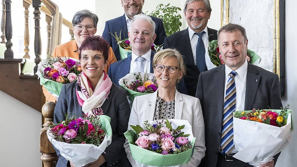 Therese Rotzer (Mitte), Michele Blöchliger (SVP), Peter Truttmann (GLP), Joe Christen (FDP), Karin Kayser (Mitte), Res Schmid (SVP) und Othmar Filliger (Mitte) amten in einem 80-Prozent-Pensum. (Archivaufnahme)