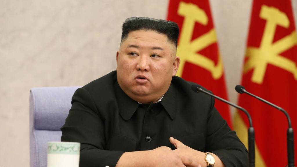 HANDOUT - Dieses von der staatlichen nordkoreanischen Nachrichtenagentur KCNA am 11.02.2021 zur Verfügung gestellte Foto zeigt Kim Jong Un, Machthaber von Nordkorea, während der Generalversammlung des Zentralkomitees der Partei der Arbeit Koreas. ACHTUNG: Das Foto wurde von der staatlichen nordkoreanischen Nachrichtenagentur KCNA zur Verfügung gestellt. Sein Inhalt kann nicht eindeutig verifiziert werden. Foto: -/KCNA/dpa - ACHTUNG: Nur zur redaktionellen Verwendung im Zusammenhang mit der aktuellen Berichterstattung und nur mit vollständiger Nennung des vorstehenden Credits
