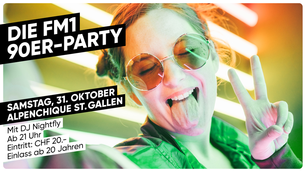 Tanze mit uns an der FM1 90er-Party