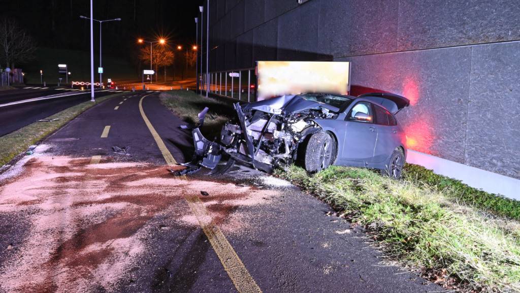 Bei einem Selbstunfall in Ebikon verletzten sich ein Autolenker und sein Beifahrer am Donnerstagabend leicht.