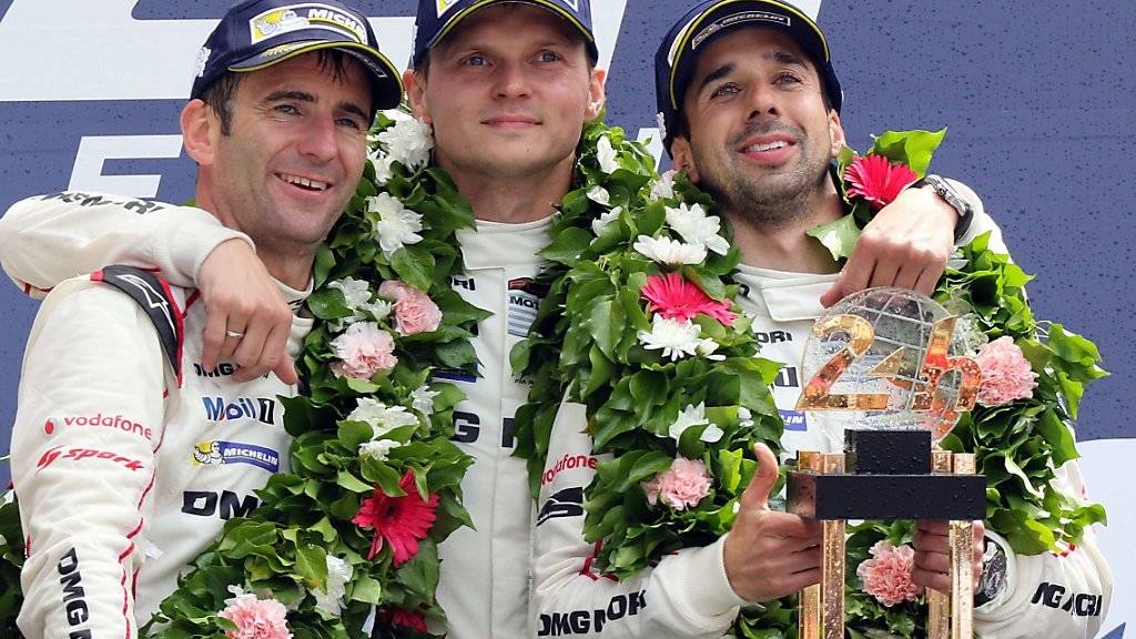 Bald Vergangenheit: Das Porsche-Trio mit Neel Jani (ganz rechts) auf dem Siegerpodest