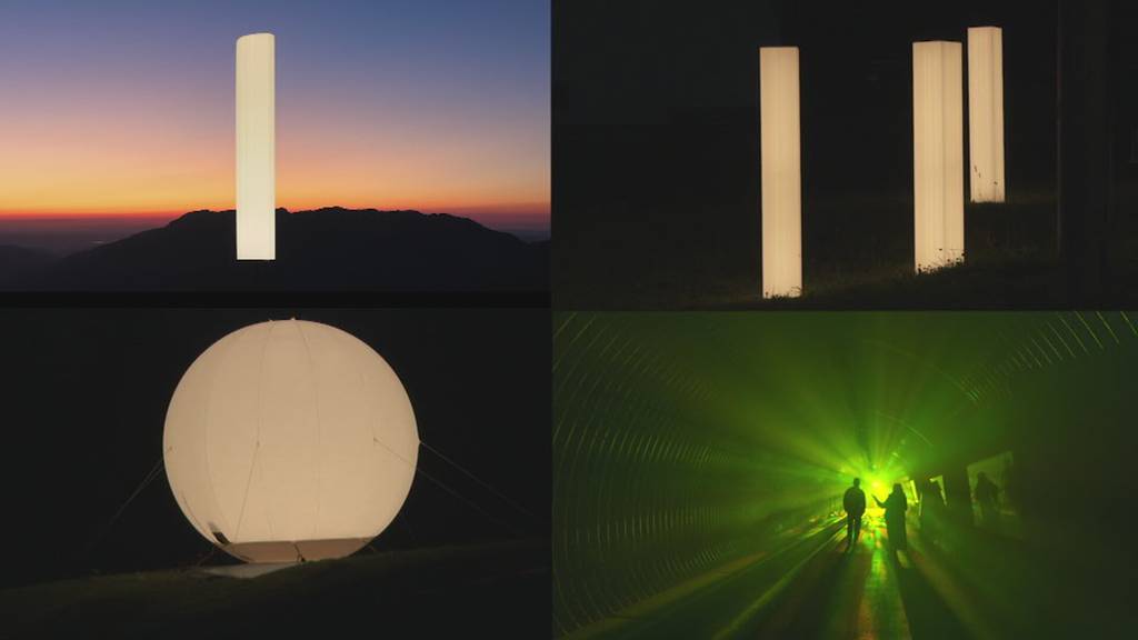 Lichtkunst setzt alten Skilift in Szene