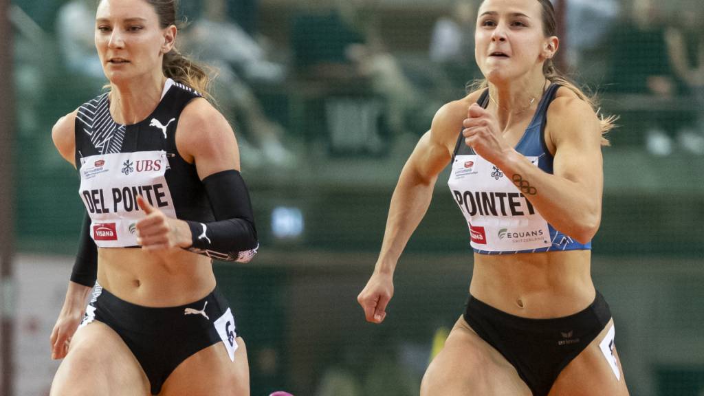 Léonie Pointet (rechts) holt sich Gold über 60 m und sichert sich zusammen mit der SM-Zweiten Ajla Del Ponte das Ticket für die Hallen-WM in drei Wochen