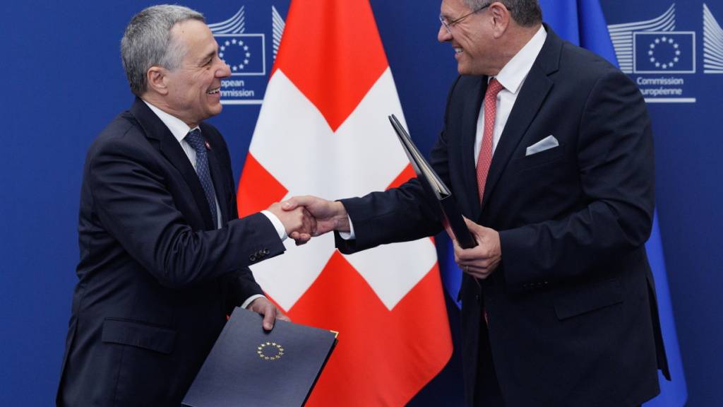 Die SVP lehnt das vom Bundesrat neu verhandelte EU-Vertragspaket vollumfänglich ab. (Archivbild: Aussenminister Ignazio Cassis und EU-Kommissar Maros Sefcovic)