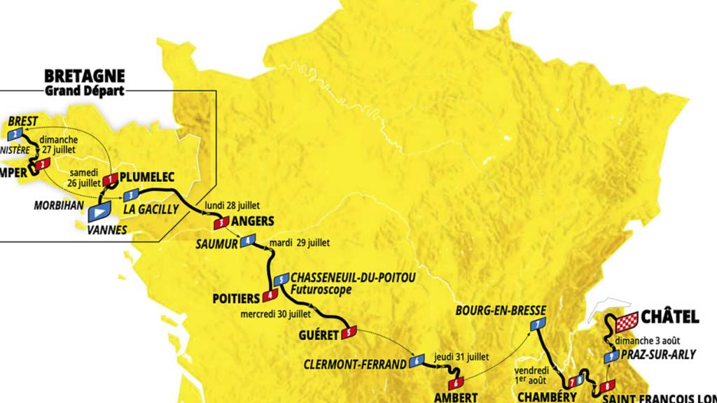 Die Tour de France der Frauen führt im Sommer 2025 von der Bretagne nach Westen, wo sie in Châtel in Hochsavoyen endet