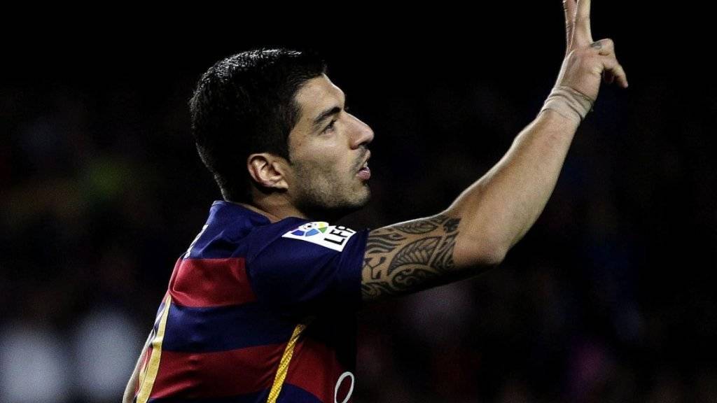 Luis Suarez vom FC Barcelona erzielte zum zweiten Mal innerhalb von vier Tagen vier Tore