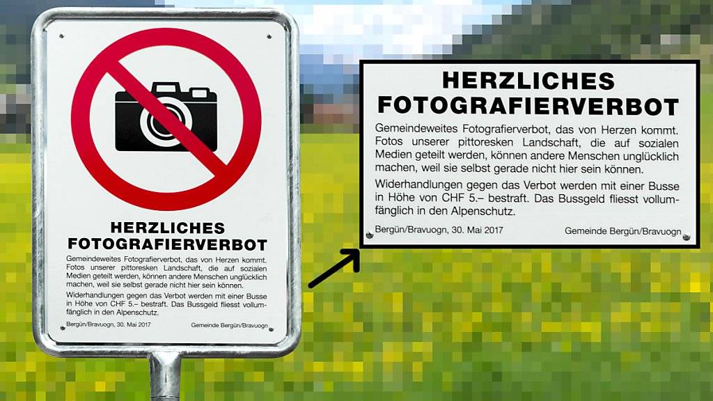Das «herzliche Fotografier-Verbot» der Gemeinde Bergün: Ob es etwas gebracht hat, weiss die Tourismusabteilung nicht zu sagen.