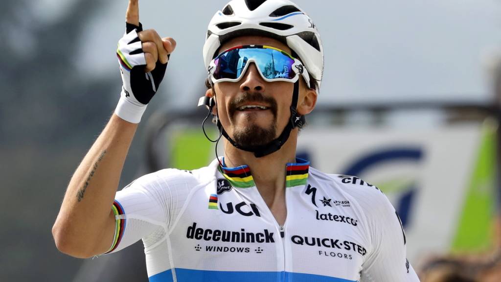 Julian Alaphilippe startet an der Tour de Suisse und hofft darauf, wie an der Flèche Wallone im Bild auch in der Schweiz jubeln zu können.