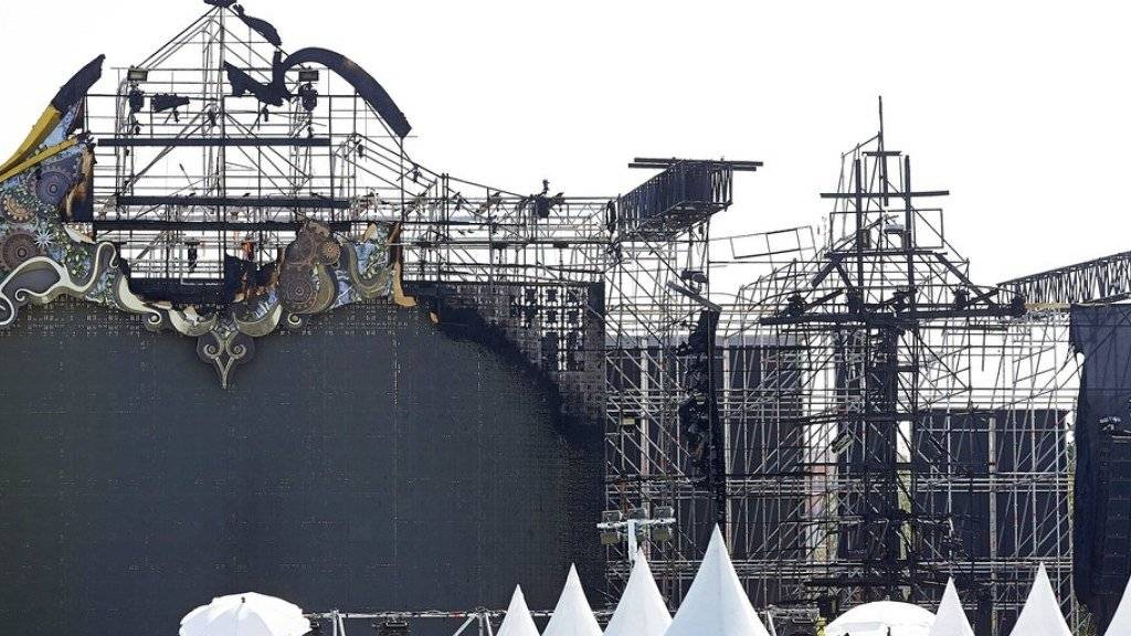 Blick auf die Bühne des «Tomorrowland»-Festivals bei Barcelona nach dem Grossbrand.