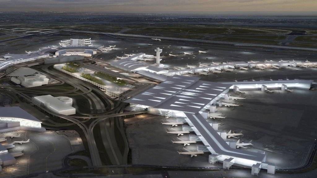 Zwei neue Terminals: Der New Yorker Flughafen Johne F. Kennedy soll bis 2025 für 13 Milliarden Dollar ausgebaut werden. (Computerbild)