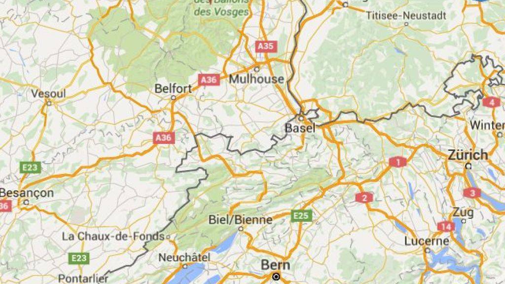 Der Flugzeugabsturz ereignete sich rund 60 Kilometer nordwestlich von Basel im Elsass. (Bild googlemaps)