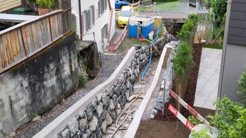 Bereits ausgeführte Offenlegung im Bereich Gütschweg in der Gemeinde Schwyz.