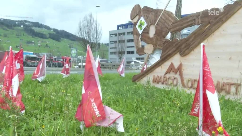 13 Schweizerfähnchen für 13 Weltcupsiege: So feiert Buochs ihren Marco Odermatt
