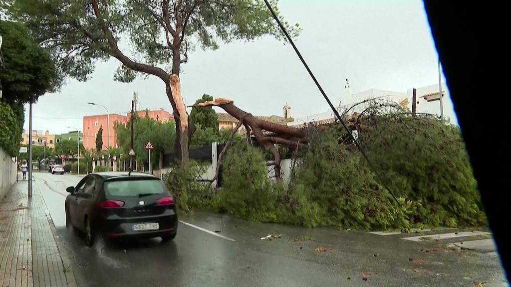 Heftiger Sturm überflutet Geschäfte auf Mallorca