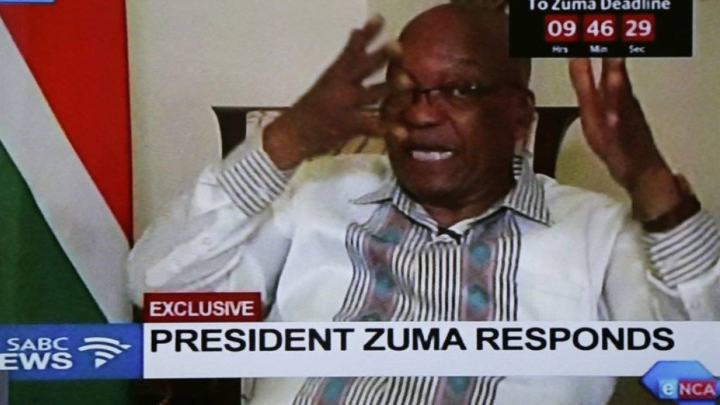 Findet die ANC-Aufforderung zum Rücktritt «unfair, sehr unfair»: Südafrikas Präsident Jacob Zuma, hier in einer zuvor nicht angekündigten Live-Übertragung im staatlichen Fernsehen.