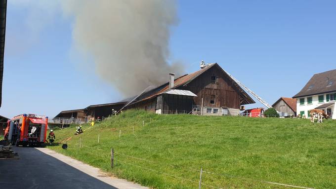 Scheune steht in Vollbrand