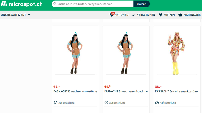 Schweizer Detailhändler verkaufen rassistische und sexistische Fasnachtskostüme