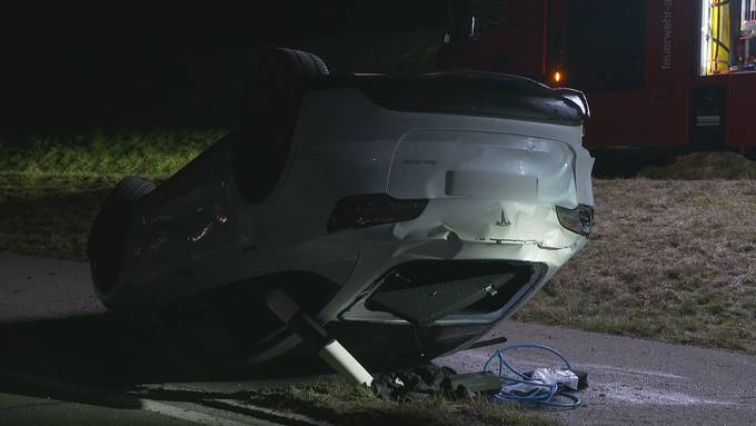 Tesla landet bei spektakulärem Unfall auf dem Dach – Fahrer verletzt