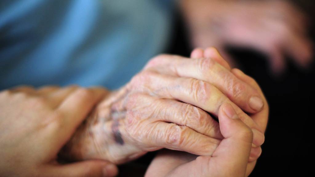 ARCHIV - Eine Pflegekraft hält in einem Seniorenheim die Hand einer Bewohnerin. Foto: Daniel Reinhardt/dpa