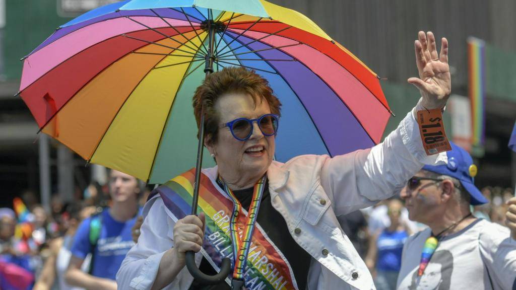 Billie Jean King nimmt am 24. Juni 2018 an der New York Pride teil