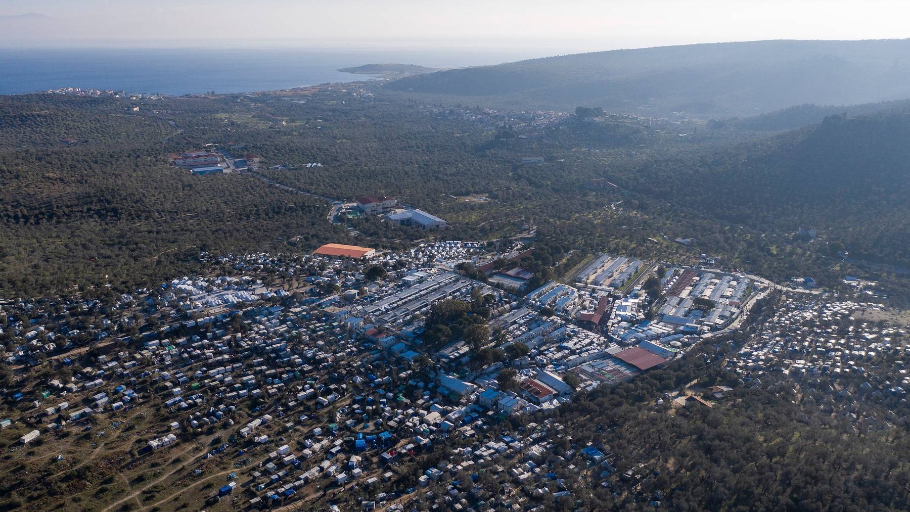 Das Flüchtlingslager Moria auf der Insel Lesbos.