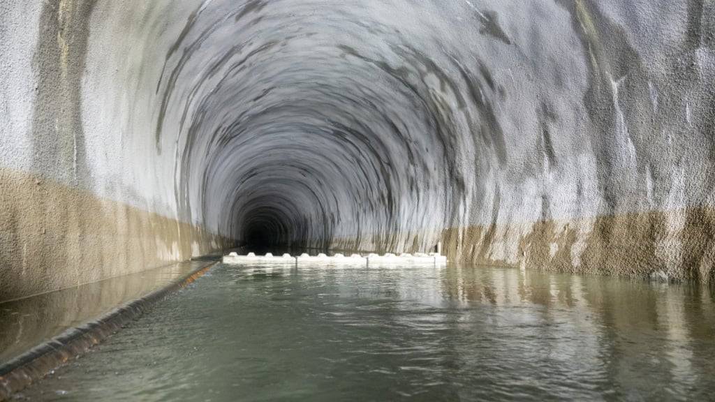 Der Auslauf des Hochwasserentlastungsstollens bei Alpnach OW.