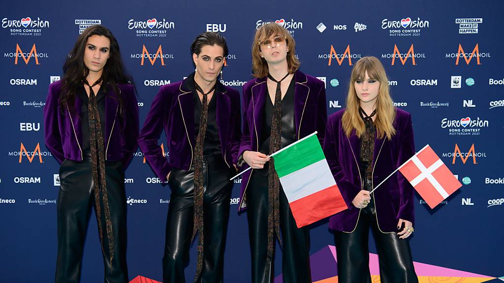ARCHIV - Sie haben den Eurovision Song Contest 2021 f ̧r Italien gewonnen - die Band MÂneskin. Foto: Soeren Stache/dpa-Zentralbild/dpa