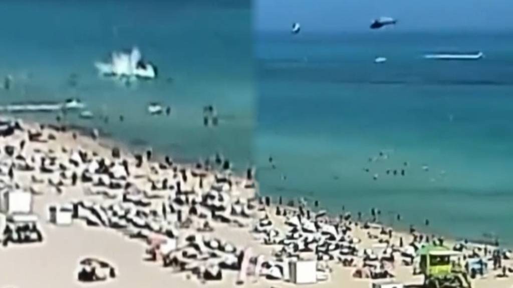 Miami: Helikopter stürzt knapp an Badegästen vorbei ins Meer