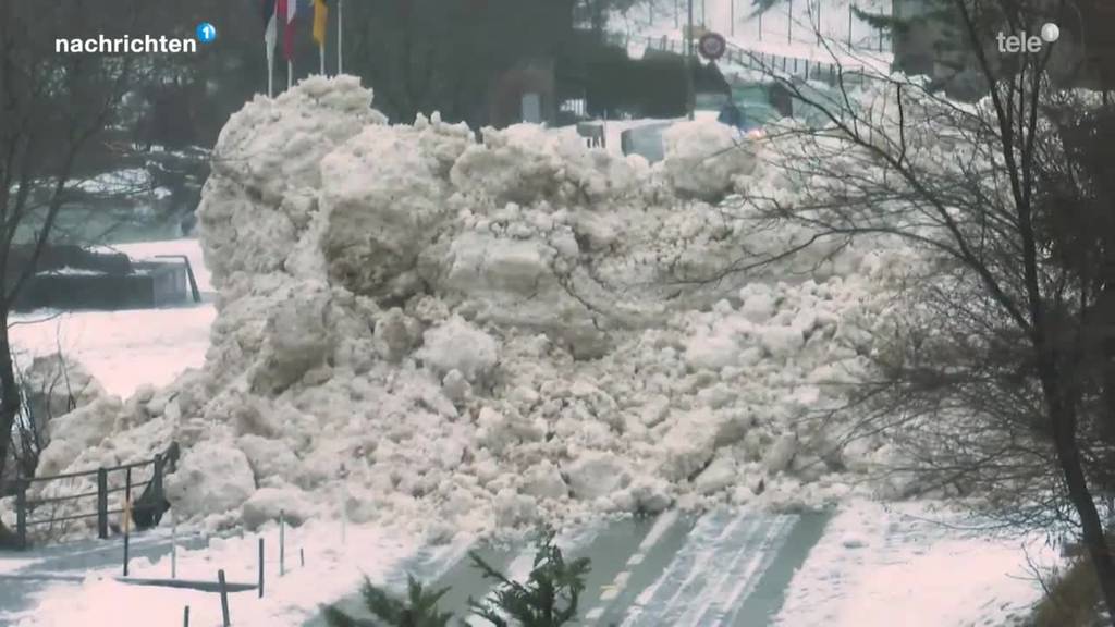 Schneechaos: Lawine versperrt Strasse in Seedorf