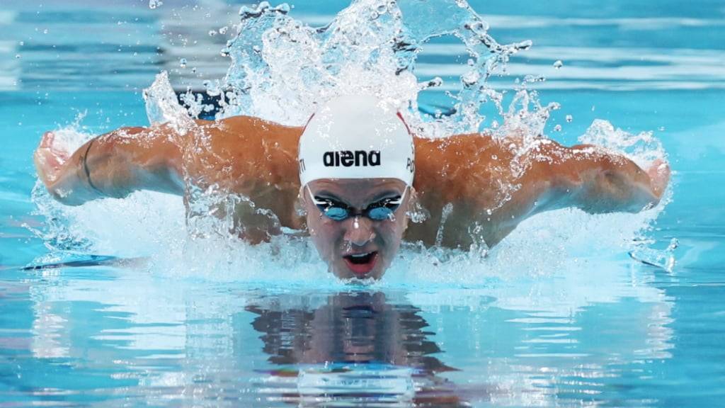 Noè Ponti unterwegs im olympischen Becken auf seiner Paradedistanz 100 m Delfin