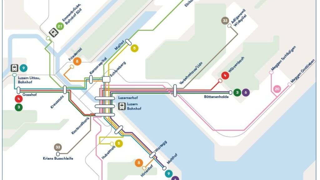 Die wichtigsten geplanten Änderungen im Luzerner Busnetz, dargestellt auf einer Linienkarte.