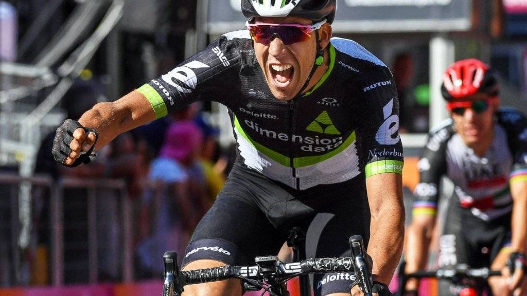 Grosser Jubel bei Omar Fraile nach seinem Etappensieg am Giro d'Italia