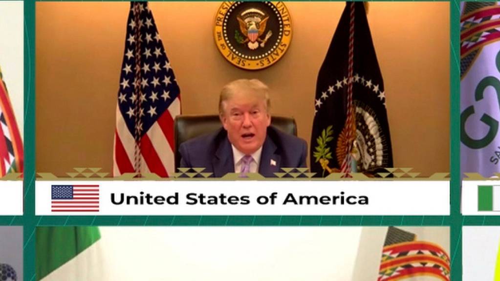 US-Präsident Donald Trump und weitere Staats- und Regierungschefs der führenden Wirtschaftsnationen nehmen an einer Video-Schalte zum virtuellen G20-Gipfel teil.