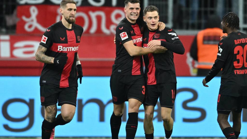 Bei Bayer Leverkusen Teamkollegen, an der EM Gegner (von links): Robert Andrich, Granit Xhaka und Florian Wirtz