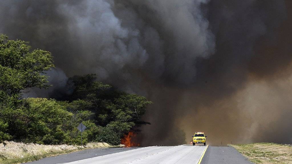 Rauchwolke über Maui: Ein Buschfeuer führt auf der zu Hawaii gehörenden Insel zu Evakuationen.