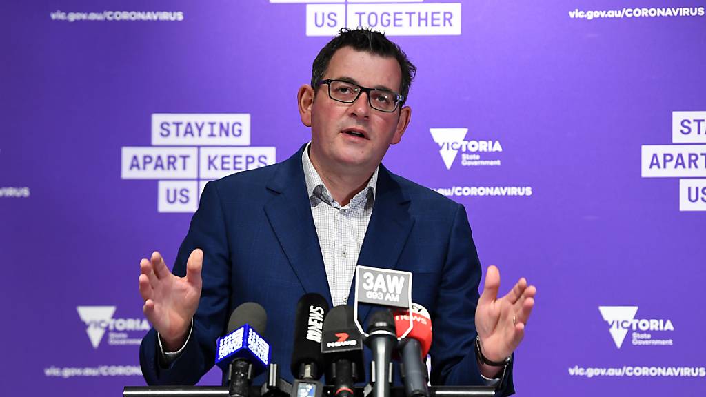 Victorian Premier Daniel Andrews addresses the media during a press conference in Melbourne, Monday, August 3, 2020. Victoria has recorded 429 new cases of coronavirus since yesterday and 13 deaths. (AAP Image/James Ross) NO ARCHIVING