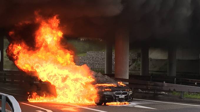 Luxusauto auf A7 ausgebrannt