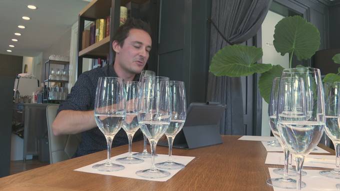 Ein Blick über die Schulter eines Wasser-Sommeliers