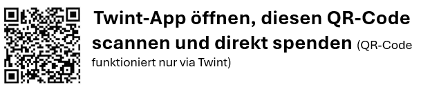 Twint-App öffnen, diesen QR-Code scannen und direkt spenden