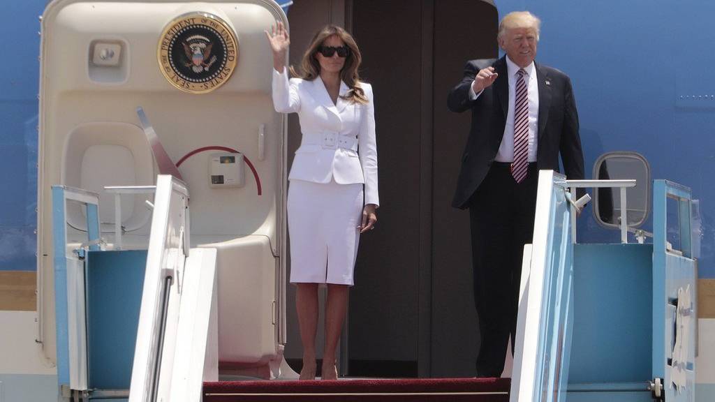 Präsident Donald Trump  und die First Lady Melania Trump kamen am Montagmorgen mit der  Air Force One in Tel Aviv in Israel an.