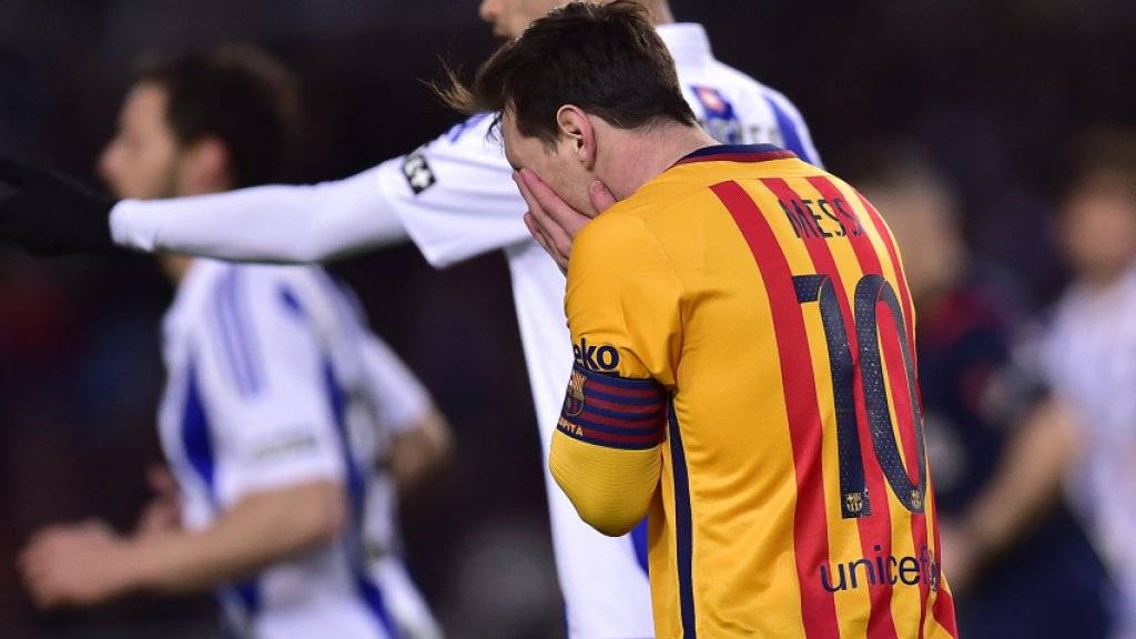 Lionel Messi verzweifelte an der Abwehr von Real Sociedad San Sebastian