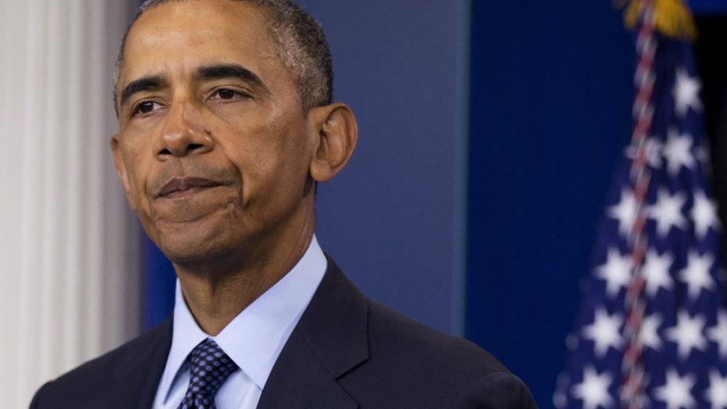 Sichtbar erschüttert sprach US-Präsident Barack Obama vor den Medien über die Bluttat von Orlando mit 50 Toten.