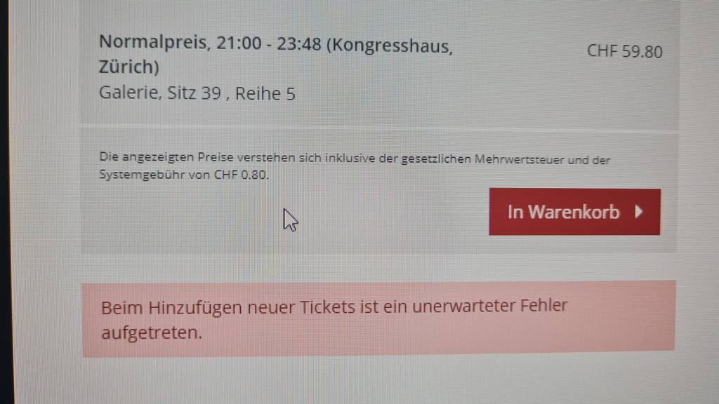 Das Ticket-System vom ZFF war down