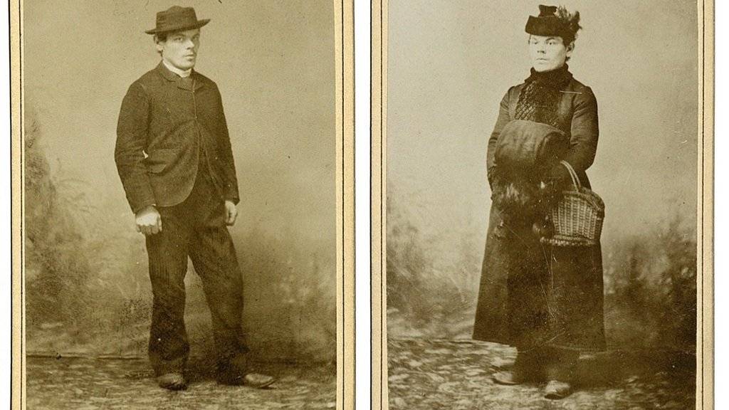 Exponate aus der Luzerner Ausstellung «Tatort»: Der 1892 hingerichtete Mörder Ferdinand Gatti, rechts als Frau verkleidet. (Pressebild)