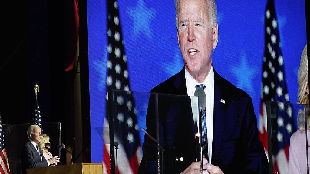 Joe Biden spricht zu seinen Anhängern in Wilmington. Foto: Andrew Harnik/AP/dpa