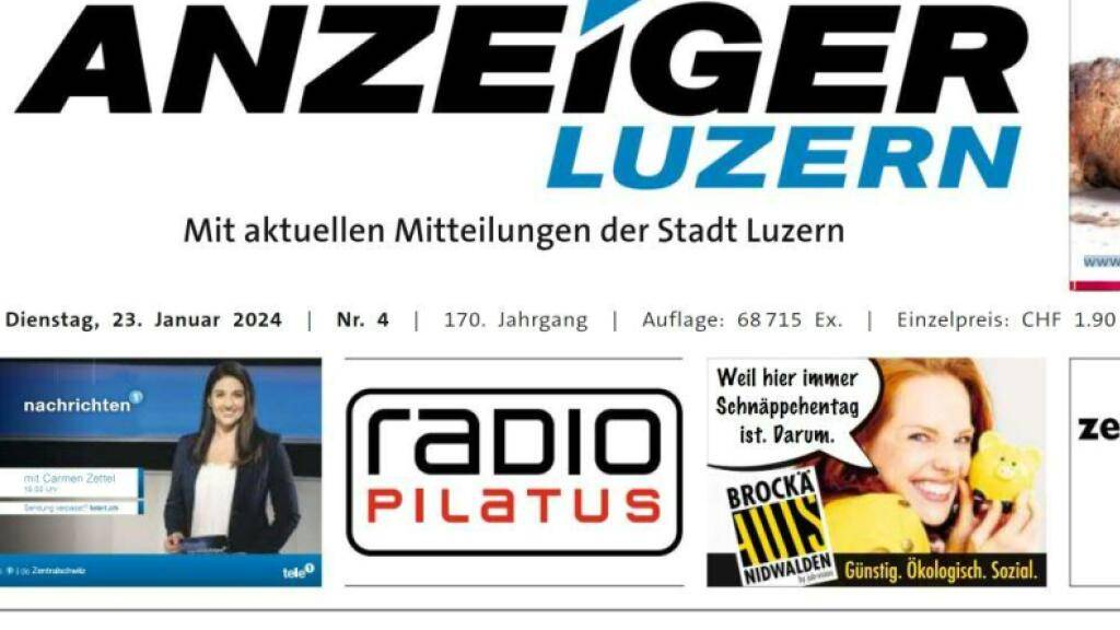 Ende Februar ist Schluss: Das Medienunternehmen CH Media stellt den «Anzeiger Luzern» ein.