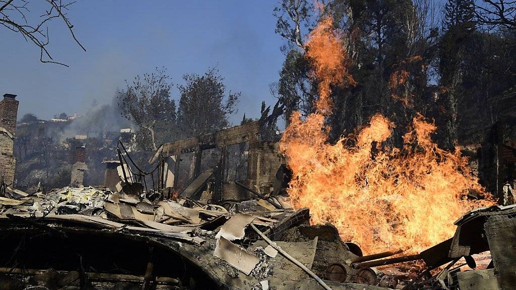 Die verheerenden Waldbrände in Kalifornien werden von den Santa-Ana-Winden angefacht. Die Brände haben das Prominentenviertel Bel Air in Los Angeles erreicht und bedrohen auch das Getty-Museum. (John Cetrino / EPA)