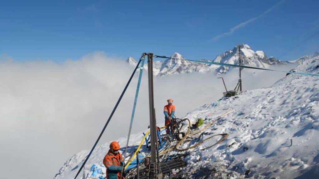 Eine der PERMOS-Messstationen auf dem Schilthorn in den Berner Alpen.