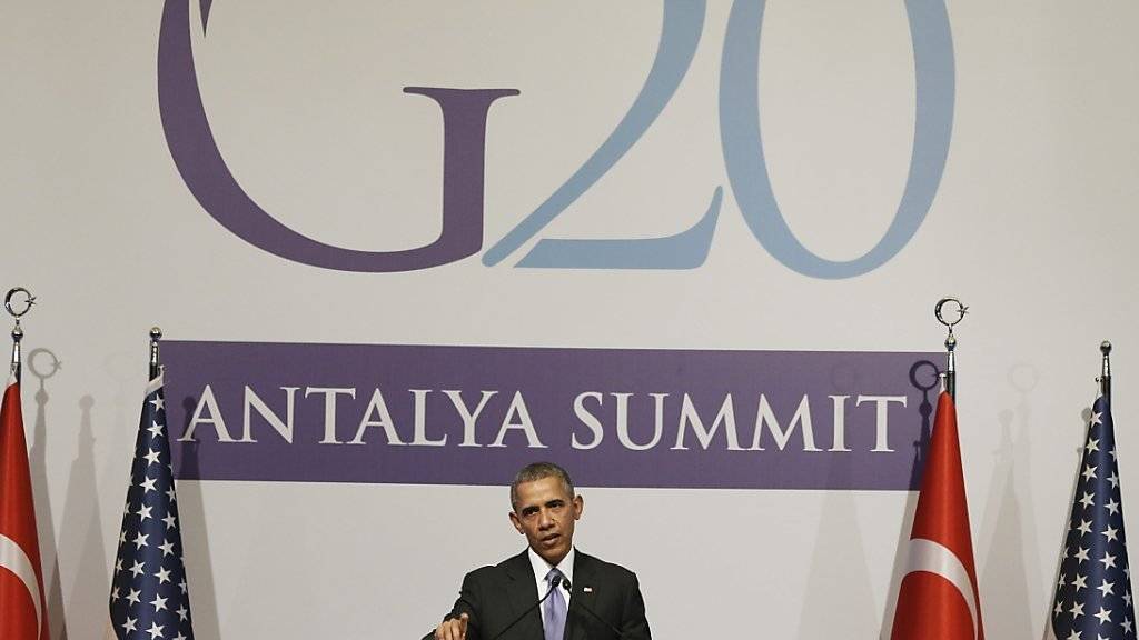US-Präsident Barack Obama spricht am G20-Gipfel im türkischen Belek.