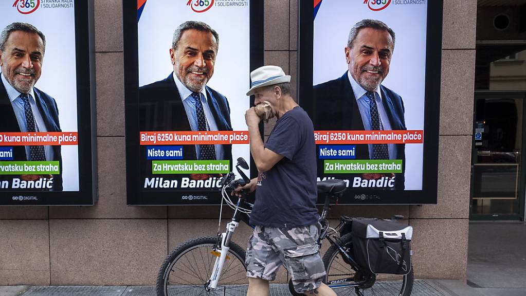 Ein Wahlplakat von Zagrebs Bürgermeister Milan Bandic.